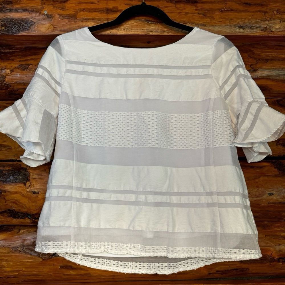 Liz Claiborne Career Ruffled Sleeve Blouse Size Small